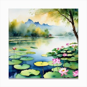 Water Lily Painting 1 Canvas Print