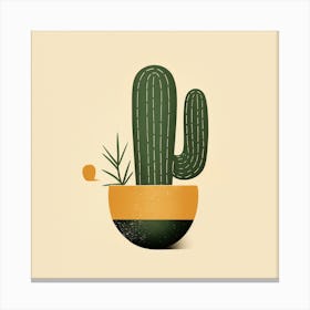 Rizwanakhan Simple Abstract Cactus Non Uniform Shapes Petrol 93 Canvas Print
