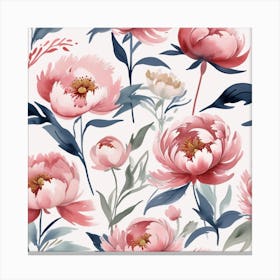 Modern Watercolor Floral Vector Set Collage Contemporary Set Of Elements Hand Drawn Realistic Peony Flowers 2 Canvas Print