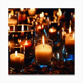 Candles In The Dark Canvas Print