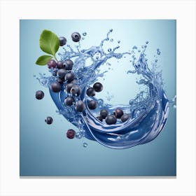 Blueberry Water Splash Canvas Print