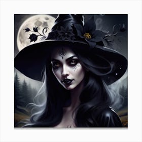 Witch full moon Canvas Print