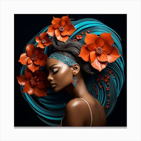 Black Woman With Flowers 12 Canvas Print