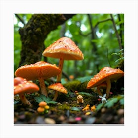 Mushrooms In The Forest 9 Canvas Print