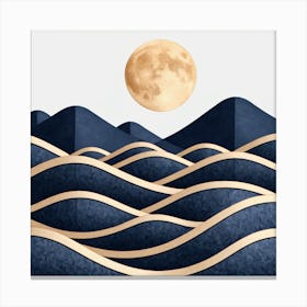 Moon And Waves 55 Canvas Print