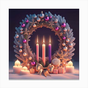 Christmas Wreath With Candles Canvas Print