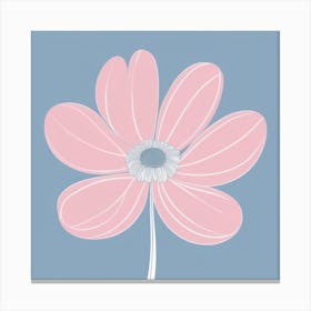 A White And Pink Flower In Minimalist Style Square Composition 104 Canvas Print