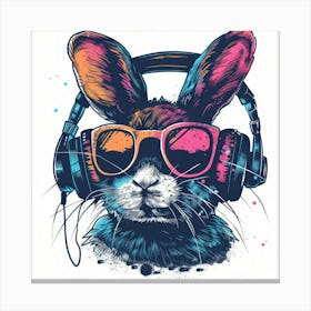 Rabbit With Headphones 7 Canvas Print