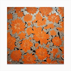 Orange Flowers On A Black Background Canvas Print