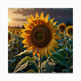 Sunflowers At Sunset 2 Canvas Print