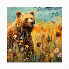 Brown Bear In The Meadow 3 Canvas Print