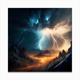 Impressive Lightning Strikes In A Strong Storm 9 Canvas Print