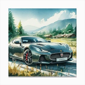 Sports car in nature in Ghibli style Canvas Print