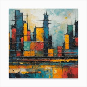 Abstract Cityscape Bauhaus Vibrant colors Canvas Print