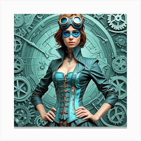 Steampunk Party Girl Cubism Style Canvas Print