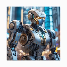 Robot In The City 33 Canvas Print