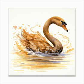 Swan In Water Canvas Print