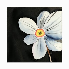 Big White Flower - square floral black white yellow Canvas Print