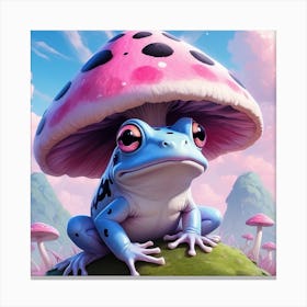 Frog On A Mushroom Canvas Print