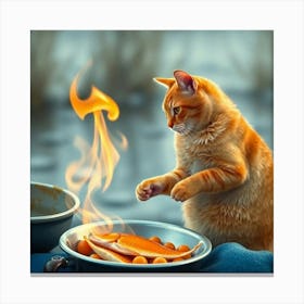 Asm An Orange Cat Cooks A Fish In The Nature 8629ec3c E964 49f9 A470 7702dd6700b4 Canvas Print