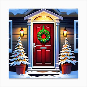Christmas Decoration On Home Door (71) Canvas Print