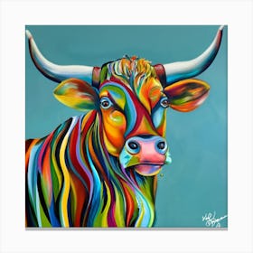 Animals Wall Art : Colorful Cow Canvas Print