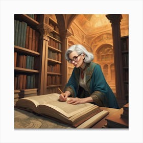 The Elderly Lady Librarian 002 Canvas Print