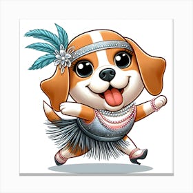 Beagle Dancing In A Flapper Costume Canvas Print