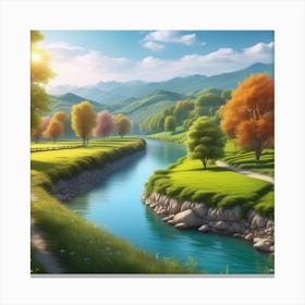 Landscape With A River 3 Canvas Print