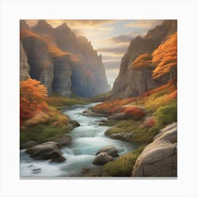 River In The Mountains Canvas Print