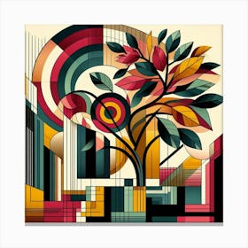 Abstract modernist Camellia tree 3 Canvas Print