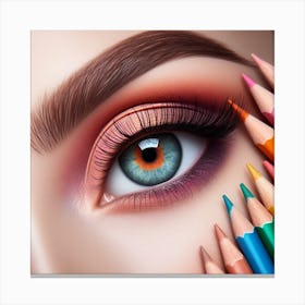 Eye Makeup With Colored Pencils Canvas Print