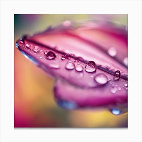 A Close Up Of A Delicate Glas On A Vibrant Flower Petal, Showcasing Its Reflective Surface And Intri (1) Canvas Print