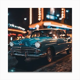 Classic Car At Night Canvas Print