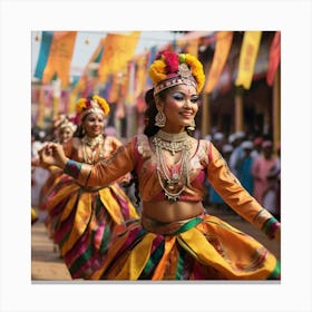 Indian Dancers paintings art print 2 Canvas Print