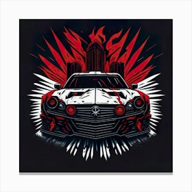 Car Red Artwork Of Graphic Design Flat (188) Canvas Print