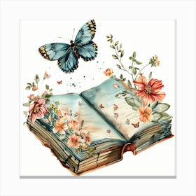 Butterfly And Book Canvas Print