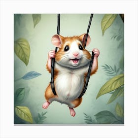 Hamster On Swing Canvas Print