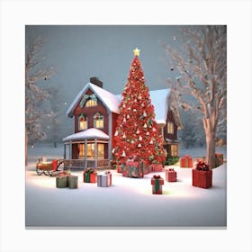 Christmas Tree In The Snow Canvas Print