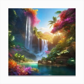 Waterfall In The Jungle 8 Canvas Print