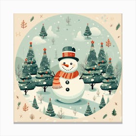 Snowman In The Forest 2 Canvas Print