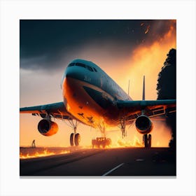 Airplane On Fire (40) Canvas Print