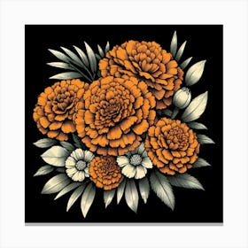 Orange marigold flower 2 Canvas Print