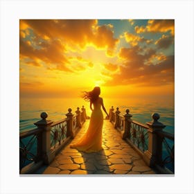 Beautiful Woman At Sunset Canvas Print