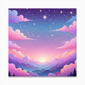 Sky With Twinkling Stars In Pastel Colors Square Composition 15 Canvas Print