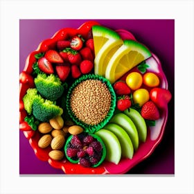 Colorful Plate Of Fruits And Nuts 1 Canvas Print