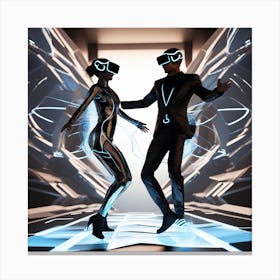 Futuristic Couple In Vr Headsets 1 Canvas Print