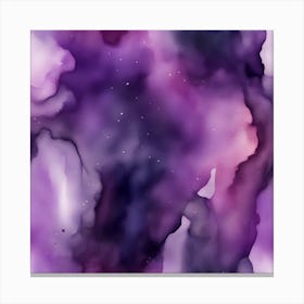 Beautiful amethyst plum abstract background. Drawn, hand-painted aquarelle. Wet watercolor pattern. Artistic background with copy space for design. Vivid web banner. Liquid, flow, fluid effect. Canvas Print