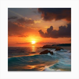 Sunset At The Beach Canvas Print