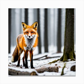 Fox In The Snow Canvas Print